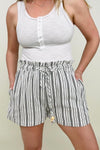 Cozy Co Linen Blend Striped Drawstring Shorts