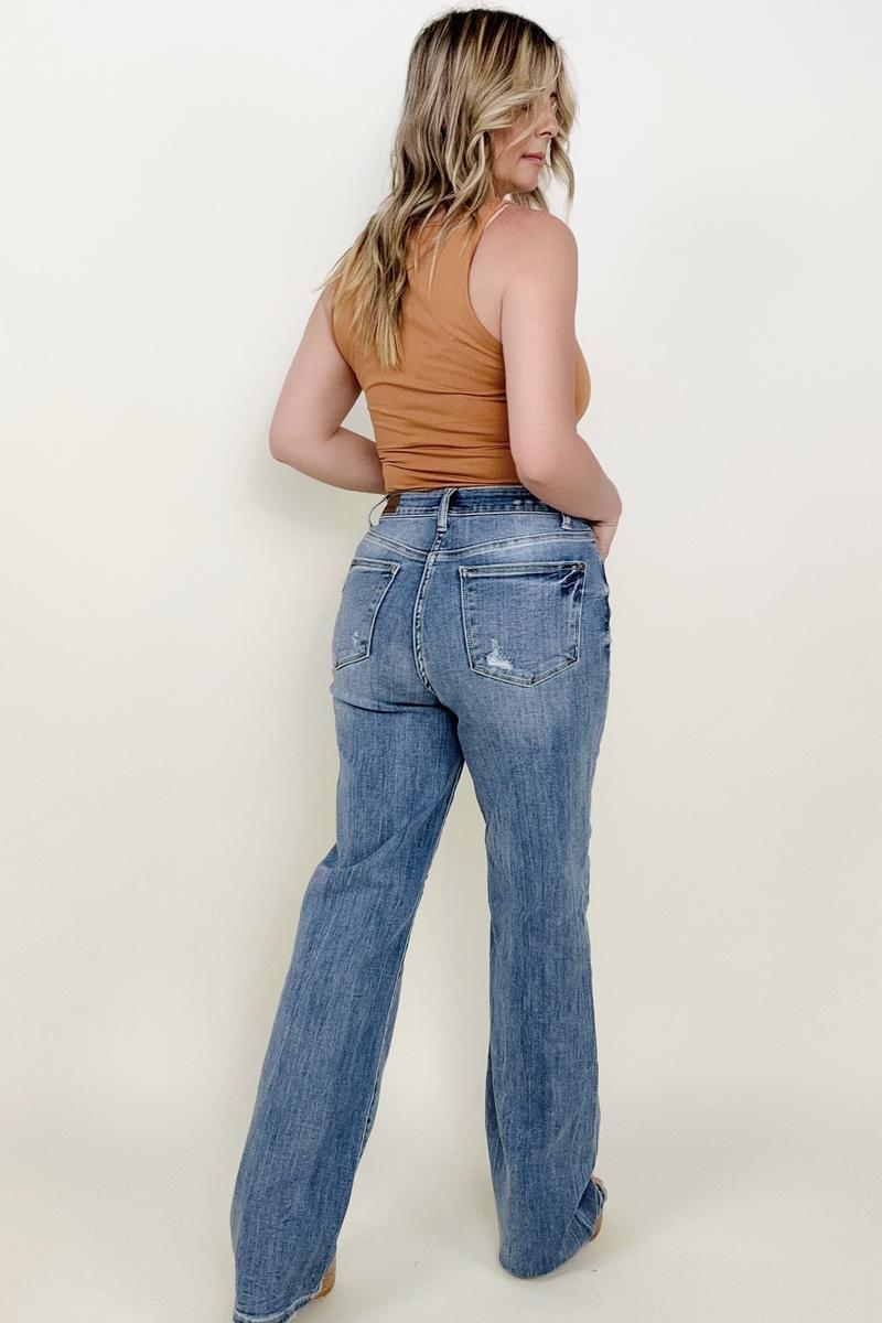 PLUS/REG Judy Blue High Waist 90's Mild Destroy Straight Jeans